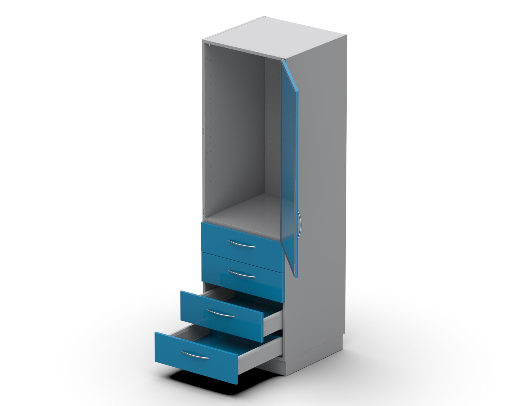 Hochschrank 1-türig mit 4x Schublade 200mm